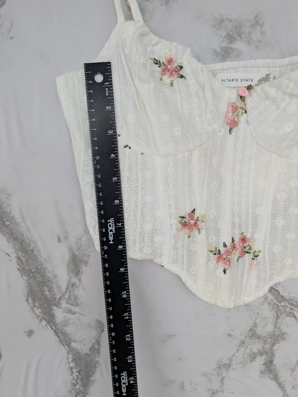Altar'd State Women's Ivory Pink Floral Corset Cropped Tank Top Small NWT - Picture 8 of 12